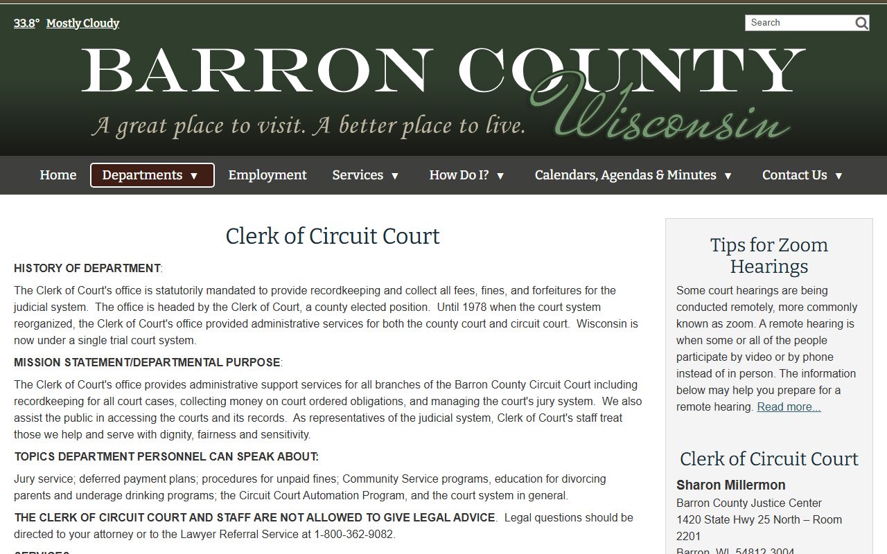 Barron County bankruptcy records clerk office image