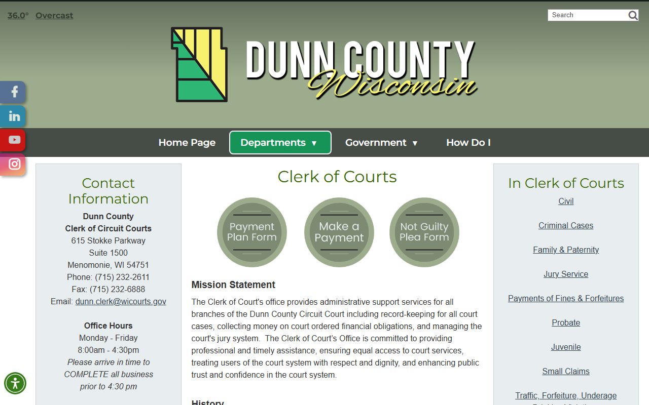 Dunn County bankruptcy records clerk office