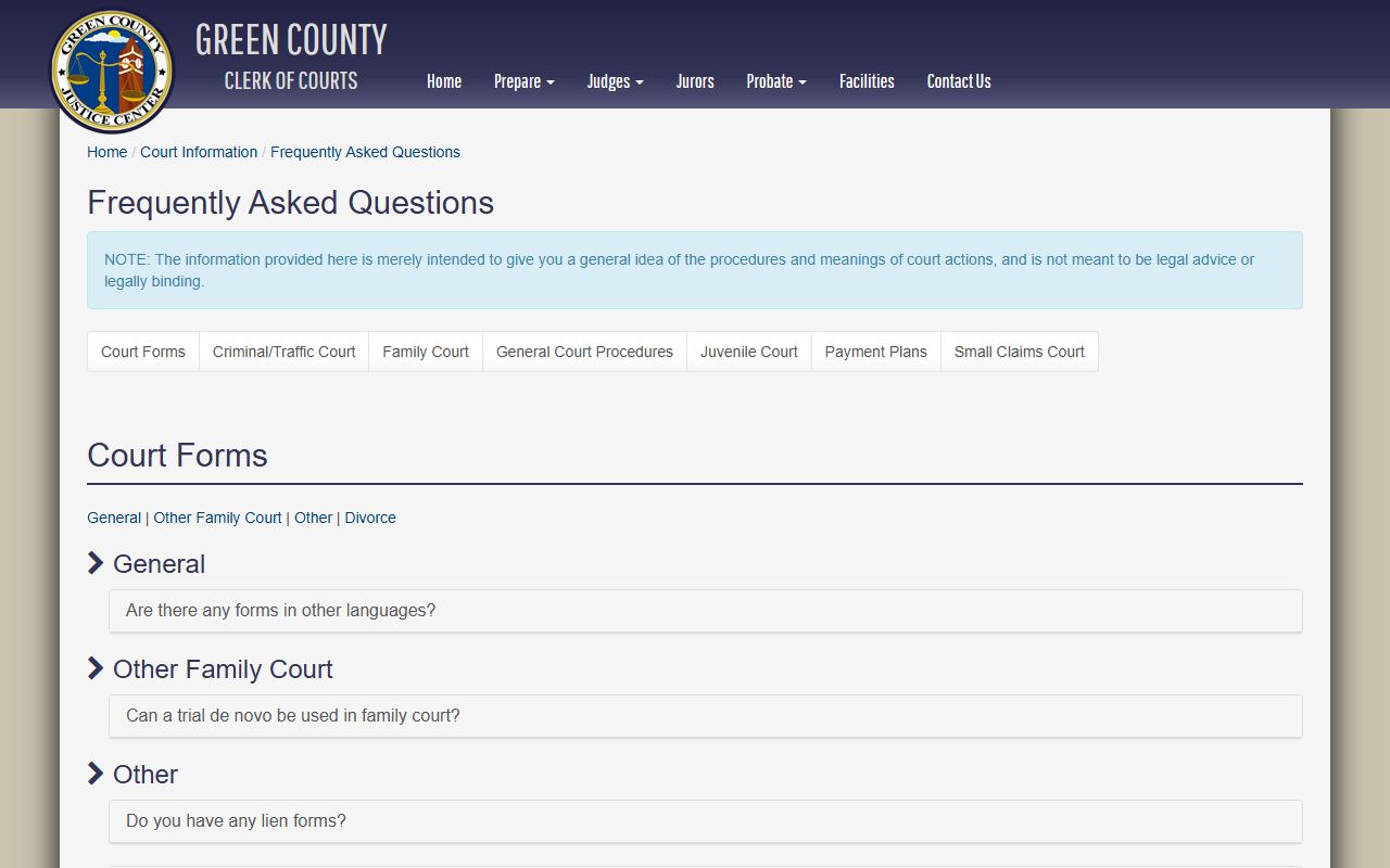 Green County bankruptcy records court FAQ