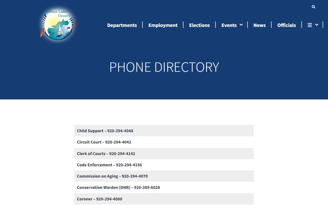 Green Lake County bankruptcy records county phone directory