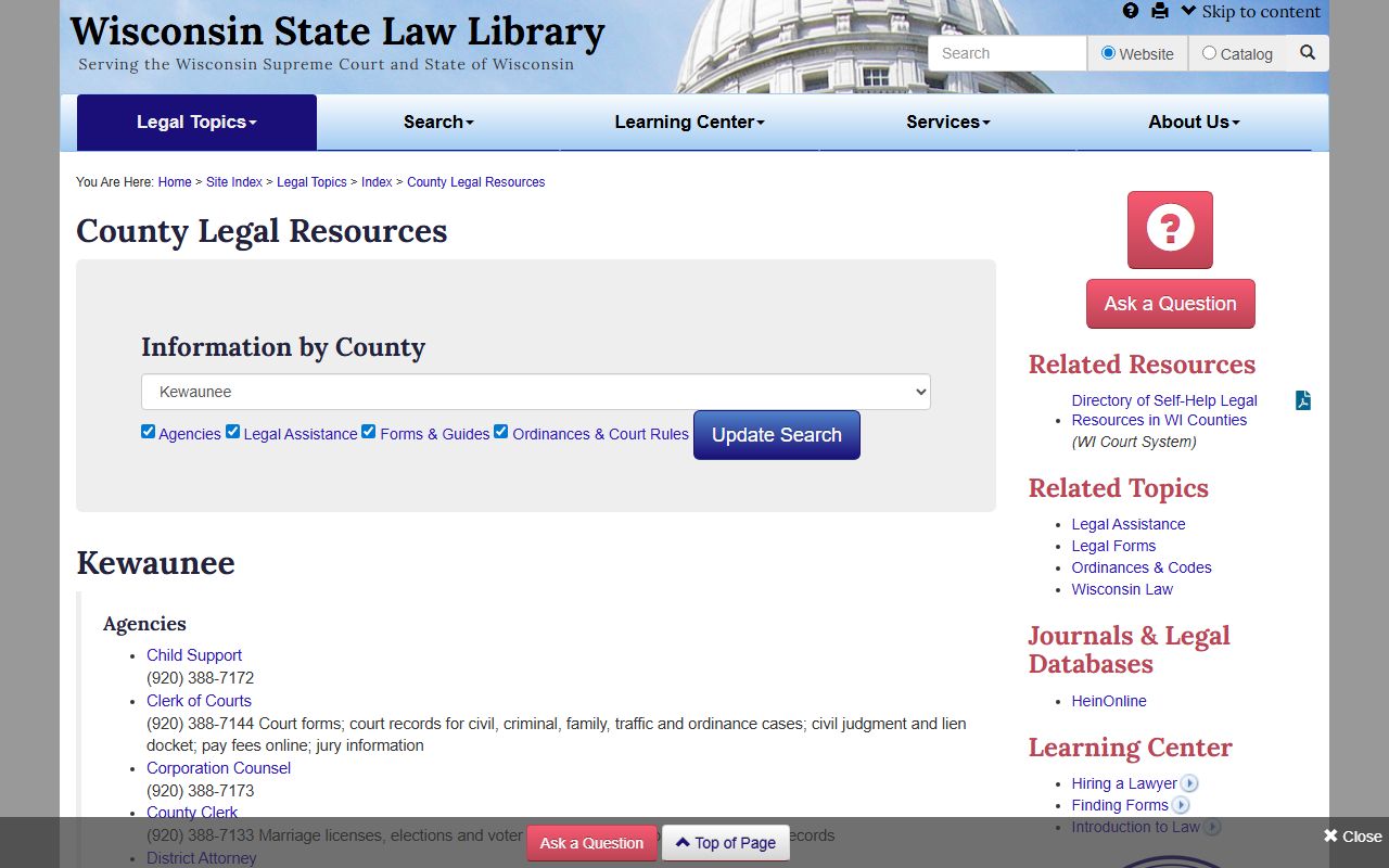Kewaunee County bankruptcy records search