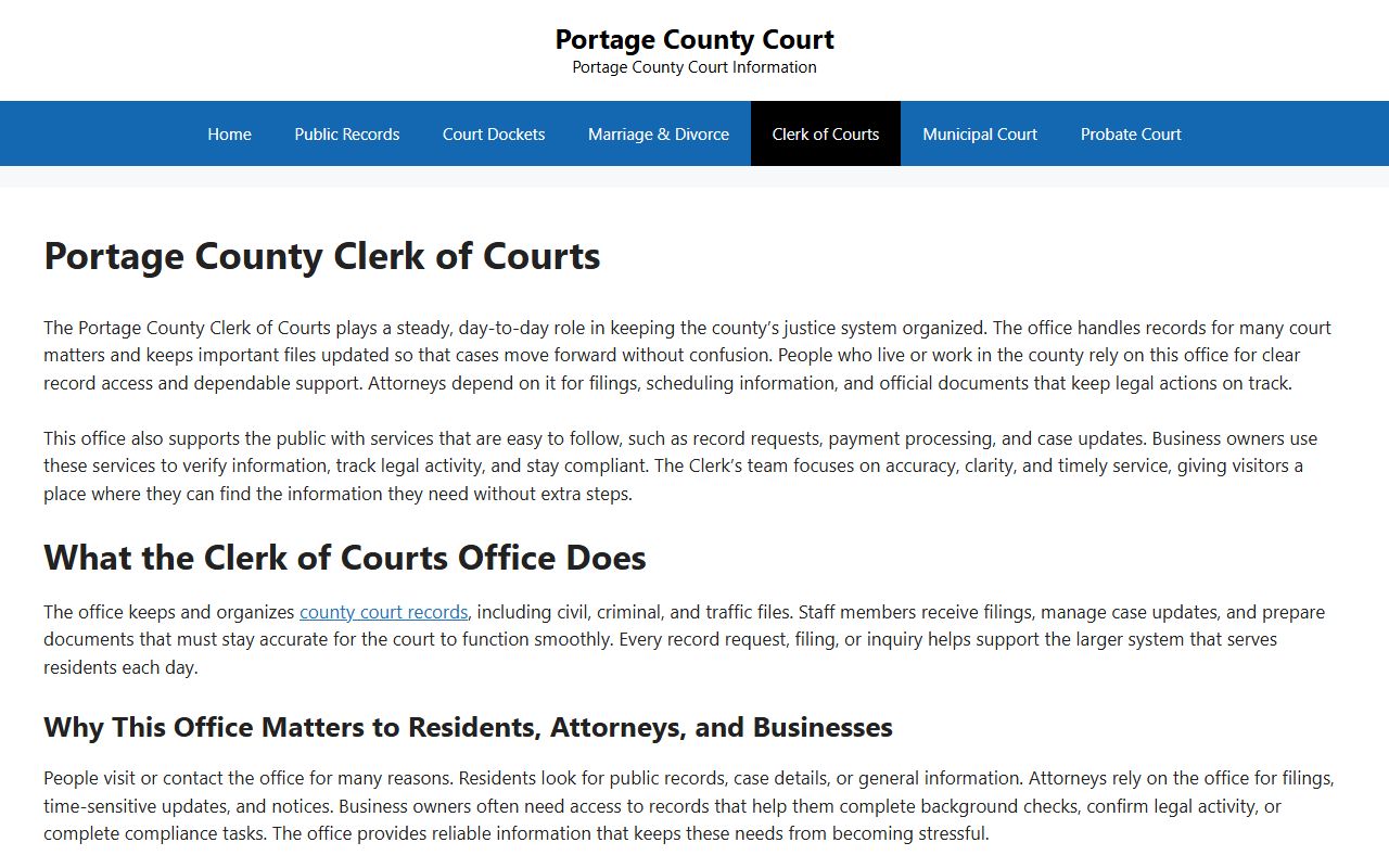 Portage County bankruptcy records local clerk image