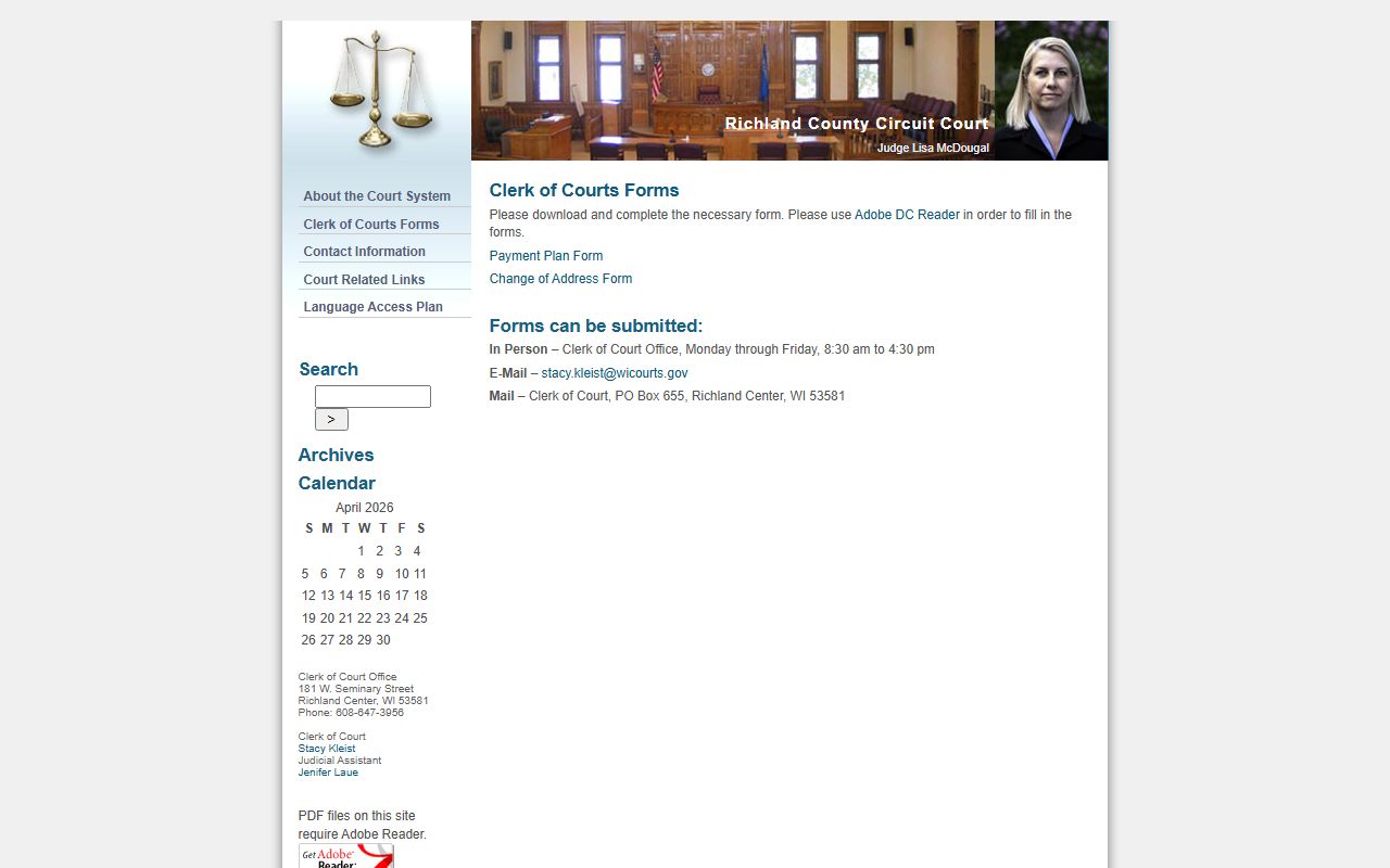 Richland County bankruptcy records forms image