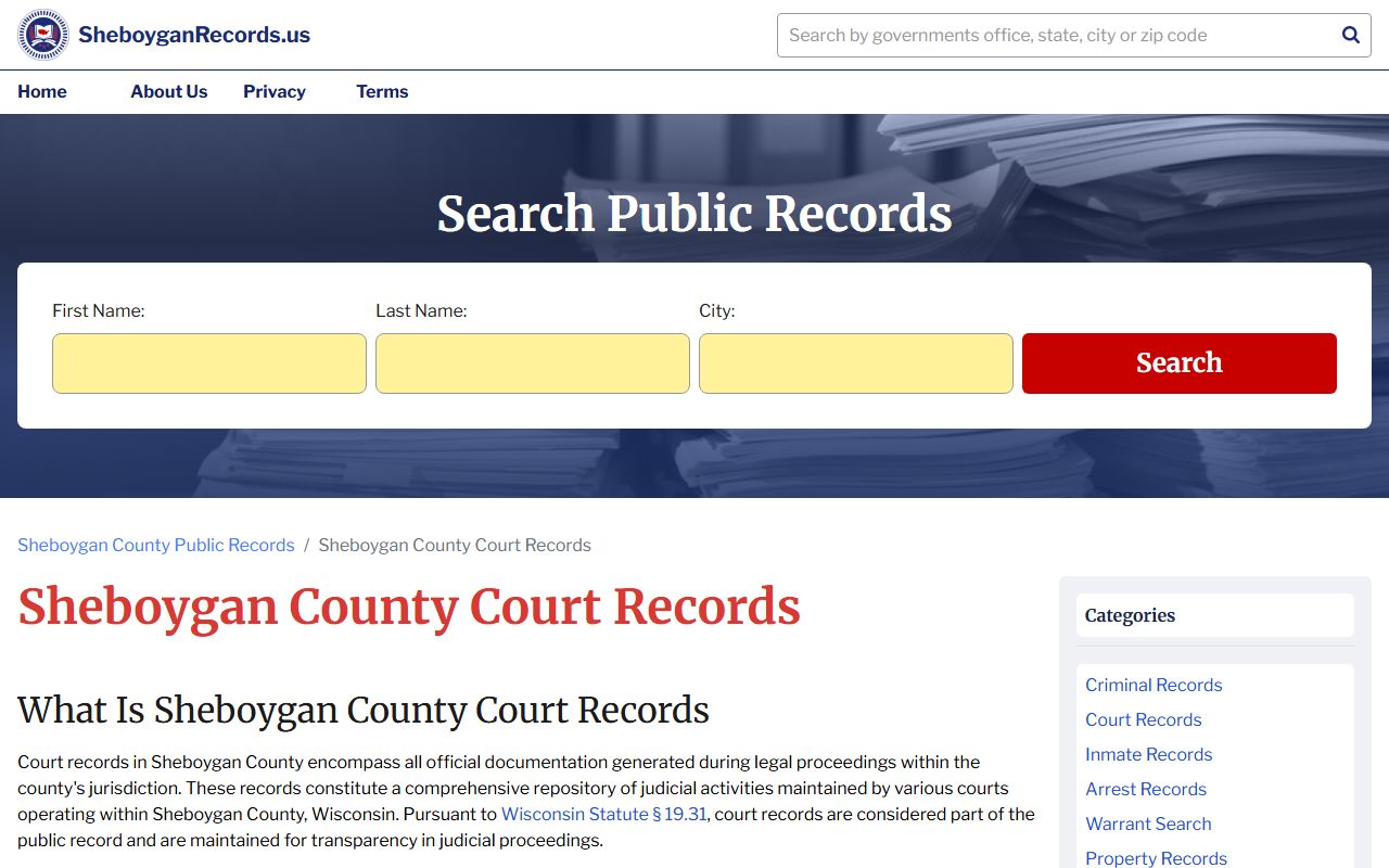 Sheboygan bankruptcy records county fallback image